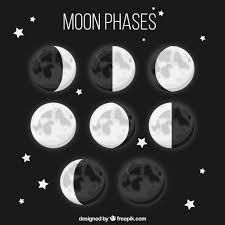 The moon's position in space at new moon. Free Vector Eight Moon Phases In Flat Design