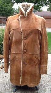 Cresco Vintage Leather Sheepskin Shearling Coat Rancher Jacket Men S 44 Shearling Coat Shearling Coat