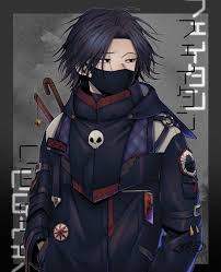 feitan portor, hunter x hunter, commentary request, highres, translation  request, 1boy, adapted costume, alternate costume, black eyes, black hair,  hands in pockets, jacket, looking to the side, male focus, mask, mouth mask,