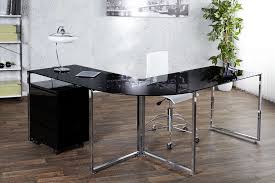 Bis zu 40% reduziert günstige schreibtische online kaufen › tolle angebote schreibtische sale schnäppchen auf sale % Design Eckschreibtisch Glas Schwarz Metall Chrom Dunord Design