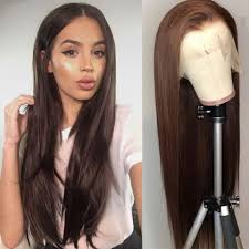 150 Straight 13x4 Lace Front Wig Dark Brown Brazilian Remy Lace Front Human Hair Wigs For Women Light Brown Hair Bleached Knots Human Hair Lace Wigs Aliexpress