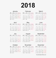 Portrait) on one page in easy to print pdf format. Calendar 2018 Printable One Page Calendar Free Transparent Png Download Pngkey