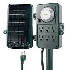 Bn Link 24 Hour Mechanical Outdoor Multi Socket Timer 6 Outlet Garden Power Stake Bn Link In 2021 Outdoor Outlet Timer Outdoor Christmas Lights