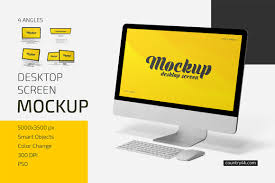 Showcase your designs in these blank mockups that are easy to edit. Desktop Screen Mockup Set In Device Mockups On Yellow Images Creative Store