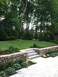 I Like The Bright Aztec Grass With The Boxwoods Behind The Pool Landscaping Retaining Walls Front Yard Landscaping Backyard Landscaping