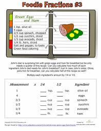 Recipe Fractions 3 Worksheet Education Com Fractions Fraction Recipe Recipe Conversions