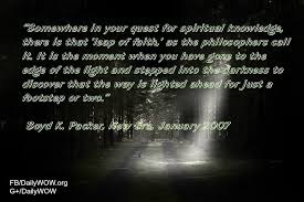 Somewhere In Your Quest For Spiritual Knowledge There Is That Leap Of Faith As The Philosophers Call Daily Words Of Wisdom Leap Of Faith Spiritual Wisdom