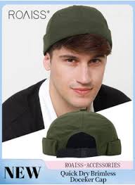 Men's Retro Brimless Cap, Summer Quick Dry Brimless Doceker Cap, Street  Trend Cool Grey, Adjustable Size price in UAE