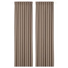 Brown curtain will highlight the wall as it will be light. Majgull Room Darkening Curtains 1 Pair Grey Brown 145x250 Cm Ikea