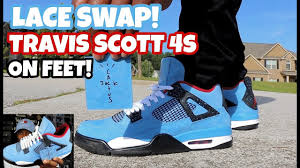 Travis scott is connecting with jordan brand for a new collaboration which he will create the air jordan 4 'cactus jack'. Lace Swap Action Jordan 4 Travis Scott Cactus Jack On Feet