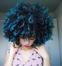 Blue Is The Color Of The Clear Sky And The Deep Sea Natural Hair Styles Dyed Natural Hair Curly Hair Styles Naturally