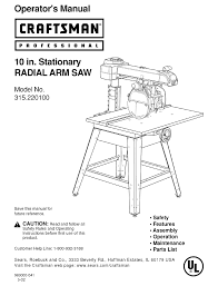 Feb 03, 2011 · 113.198900 craftsman 12 radial arm saw: Craftsman 315 220100 Operator S Manual Pdf Download Manualslib