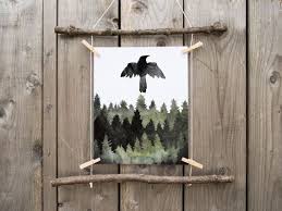 Raven Printable Odins Ravens Huginn Muninn Viking Norse Art Pagan Wiccan Totem Spirit Animal Wa Viking Decor Wiccan Decor Animal Wall Art