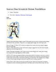 Tapi berpikir out of the box atau berpikir keluar dari pakem umumnya sangat sulit. Doc Inovasi Dan Kreativiti Dalam Pendidikan Mohd Noor Chin Academia Edu