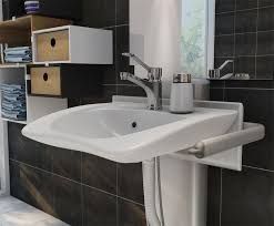 A portion of the clear floor space located under the fixtures provides the required knee and toe clearance so that a wheelchair can be rolled up to the bathroom sink. Choosing A Wheelchair Accessible Bathroom Sink Ada Requirements