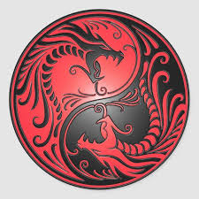 Yin Yang Dragons Red And Black Classic Round Sticker Zazzle Com Yin Yang Yin Yang Designs Dragon Tattoo