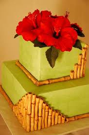 Bamboo And Hibiscus Italian Buttercream Cake Cake Buttercream Cake Themed Cakes