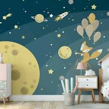 Perfect for an atmospheric child's bedroom! Childrens Bedroom Wallpaper Space Fox 368x254cm Wall Mural For Kids Room Moon 5057582205120 Ebay