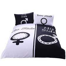 Crimson, maroon and more effortlessly capture attention; Black White Her Side His Side Bedding Sets Printed Usa Au Queen King Size Single Double Love Couples Duvet Cover Bedclothes From Qiangweiflo 56 74 Dhgate Com
