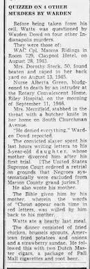 Robert Austin Watts asked about WAC murder before being executed, denied  it. 1-16-1951.