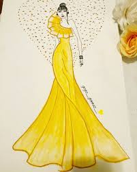 Happy Yellow Dress Design Drawing Fashion Design Drawings Fashion Design Sketchbook