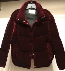 Zara Burgundy Dark Red Silk Velvet Bomber Puffer Jacket Xs New Without Tags Zara Puffer Velvet Bomber Jackets Puffer Jackets