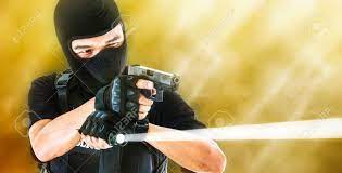 Police Holding Gun And Flashlight Aimed Ready To Shoot Stock Photo Picture And Royalty Free Image Image 26595236