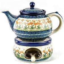 Polish Art Center Polish Pottery Stoneware Teapot And Warmer Set 40oz Polish Pottery Stoneware Teapot Tea Pots