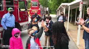 Broadway, south downtown wichita, ks. Firefighters For Literacy Students Ride Fire Truck To School Buncombe County Schools