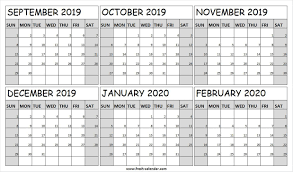 September 2019 To February 2020 Calendar Editable Calendar Printables Calendar March 2019 Calendar