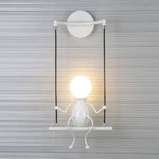Southpo Led Wall Light Fixtures Creative Cartoon Little People Wall Sconces Lighting Indoor Bedroom Hallway Shop Modern Metal Bedside Lamp Decor Adjustable Wall Lamps Swing Arm 1 E26 Max 40w White Walmart Com
