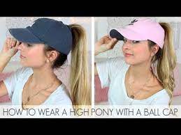 How To Wear A High Ponytail With A Ball Cap Easy Baseball Hat Hairstyles Diy Diy Baseball Hat Youtube Baseball Cap Hairstyles Hat Hairstyles Cap Hair