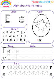 A fun way to review the alphabet and alphabetical ordering. Alphabet Worksheets E About Preschool