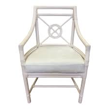 Mcguire White Target Back Rattan Chair Horse Hide Cushion In 2020 Rattan Chair Rattan Chair