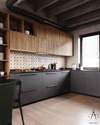 Warm Industrial Style House With Layout Grau Schwarz Eiche Und Mosaikfliesen The Post Warm Industria Kuchen Layouts Kuchendesign Modern Moderne Kuchenideen