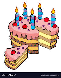 Cartoon Birthday Cake Pictures Free Cartoon Sliced Birthday Cake Vector Image On Vectorstock In 2020 Cartoon Birthday Cake Birthday Cake Kids Cake Vector