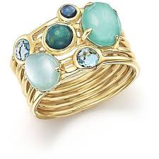 Ippolita 18k Yellow Gold Rock Candy Gelato Semi Precious Multi Stone Ring In Waterfall Semiprecious Stone Jewelry Precious Stones Rings Multi Stone Ring
