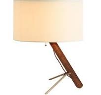 China Mid Century Modern Brass Tripod Wood Table Lamp ...