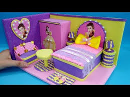 منزل مصغر بالكرتون وورق الفوم 1 غرفه نوم لأميرة ديزني Diy Miniature Dollhous For A Disney Princess Youtube Toddler Bed Home Decor Disney Princess