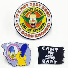 Set Of 3 Simpsons Pins Pins For Wins In 2019 Jacket Pins Pin Patches Pin Logo