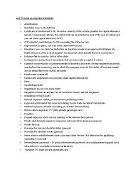 Allowable expenses for business, self employed, and employee in the uk. List Of Non Allowable Expenses Docx