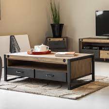 table basse industrielle bois metal boulons brooklyn table basse industrielle table basse mobilier de salon