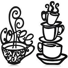 Coffee themed kitchen decor ideas homestylediary. Amazon Com 14 Large Black Metal Coffee Cup Mug Scrolled Silhouette Metal Wall Art Decor Interior Decoration Home Kitchen