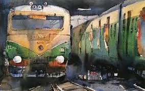 Painting Indian Local Train Art By Nitin Singh Train Art Watercolor Paintings For Sale Water Painting
