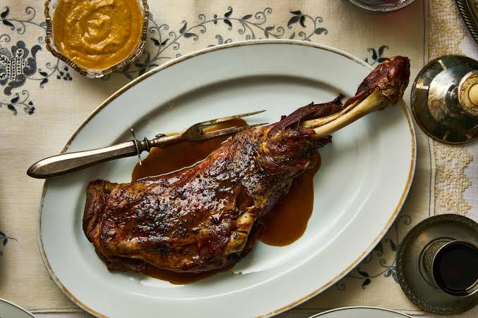Slow-Roasted Lamb Shoulder with Apricot Sauce