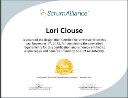 I have completed my Scrum Master Certification at Scrum Alliance.