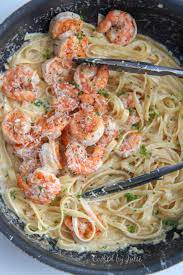 Stir in cream cheese and parmesan and whisk until the cream cheese is fully. Creamy Shrimp Alfredo Pasta Video Cooked By Julie