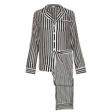 Black And White Striped Silk Pajamas Black And White Striped Silk Pajama Set For Women Silk Pajama Set Striped Pyjamas Silk Nightwear