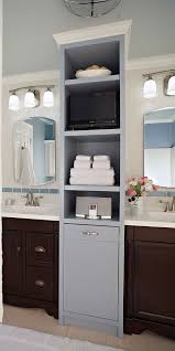 Bath Storage Tower This Hard Working Hard Wired Bath Tower Adds Style And Plenty Of Storage T Bathroom Storage Tower Small Bathroom Makeover Bathroom Makeover