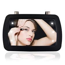 Amazon Com Qixi Car Sun Visor Mirror With Led Lights Makeup Sun Shading Cosmetic Mirror Clip On Vanity Mirror Automobile Make Up Mirror With Touch Screen Beauty